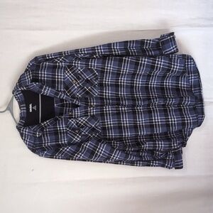 KingSize Men's Blue Plaid Flannel Button Up Long Sleeve Shirt Size Large Tall